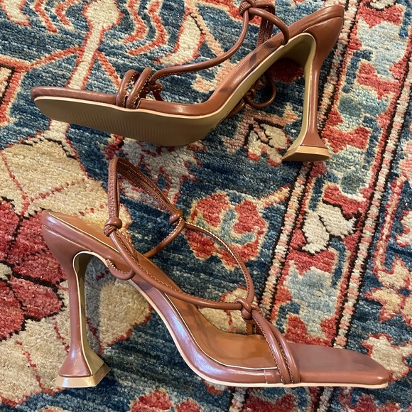 Halston Picasso Cognac Strappy Heels - Picture 3 of 7